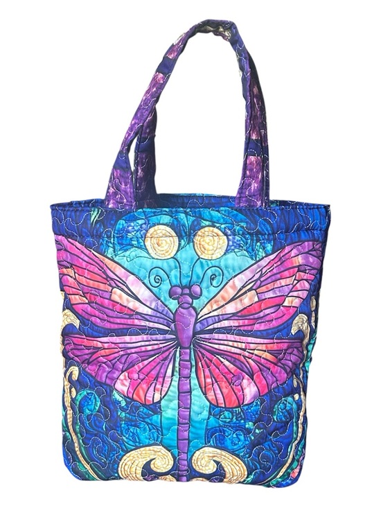 Handbags - Quilted Dragonfly Tote Bag in Pink & Blue
Monochrome Quilted Tote Bag New